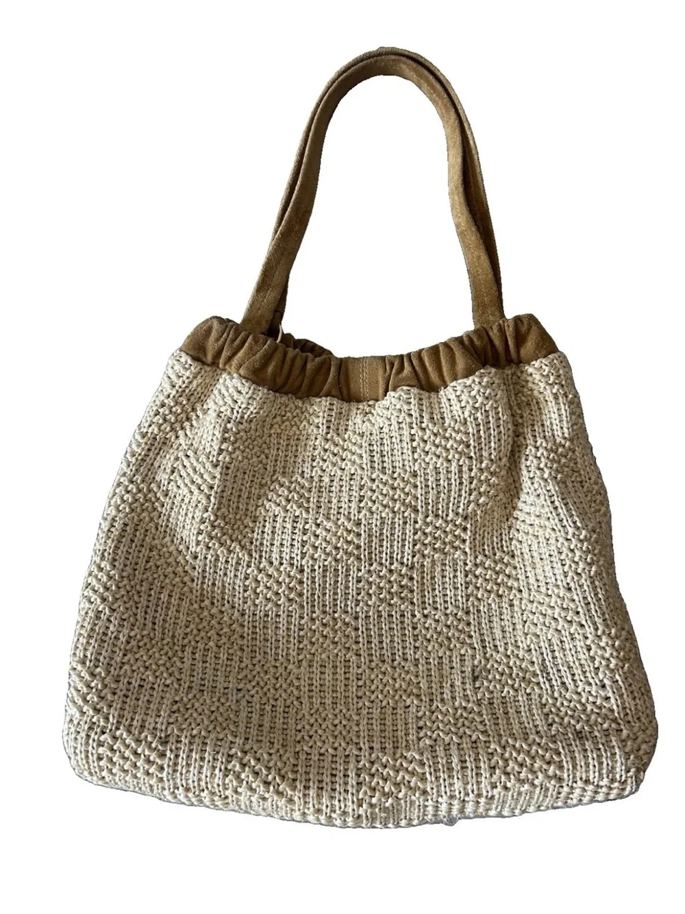 Marc Jacobs Summer Woven Cristina Tote Natural Raffia Suede Shoulder Bag